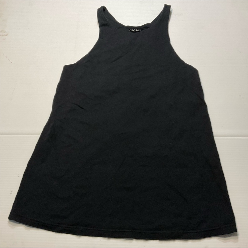 Theory Women Sz M Black Tank Top Racerback Cutout Back Shelf Bra Y2K Stretch